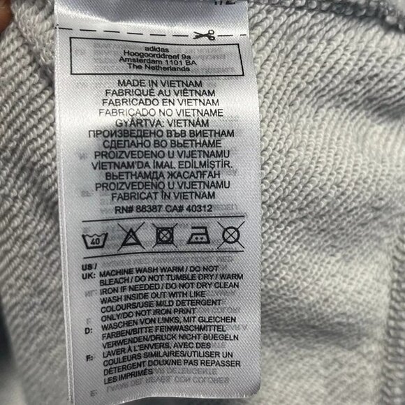 Adidas Men's Frech Terry Pullover Hoodie 4XL Gray/Black Logo Front 3-Stripe Top - Picture 9 of 11